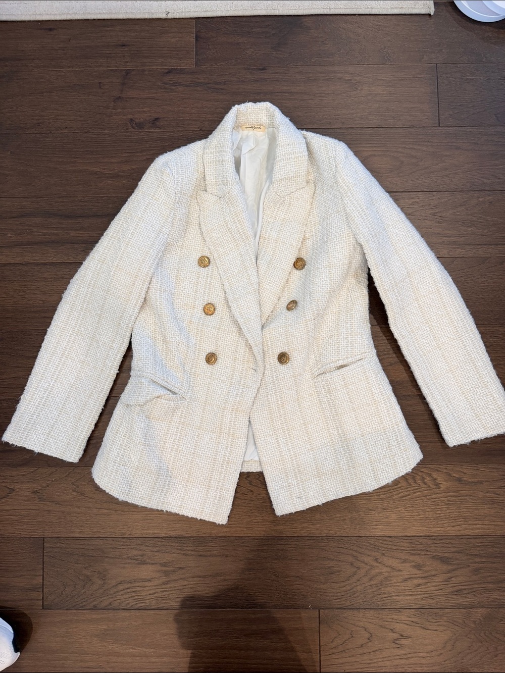 Social Threads Textured Cream Double-Breasted Blazer Size Small - C67-063